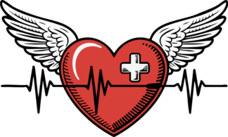 Winged heart with heartwave Free SVG File for Members – Health Care sticker
