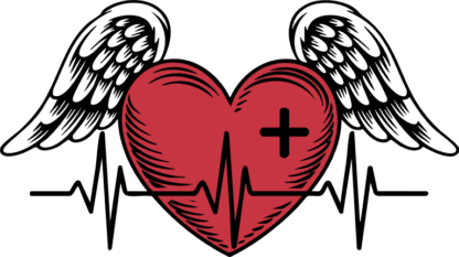 Angel Wings Heart with Pulse Line Free SVG File for Members – Health Care sticker