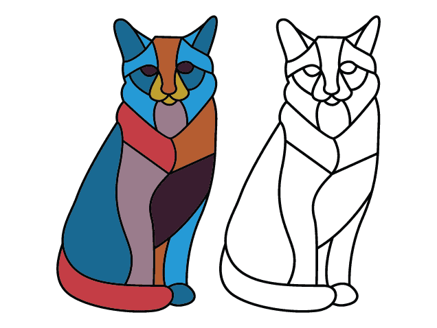 Stained Glass Cat Free SVG File for Members – Mosaic Style Sitting Kitty clipart