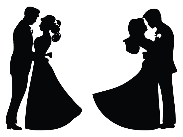 Bride and Groom Dancing silhouette Free SVG File – Wedding Couple clipart