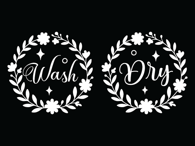 Wash, Dry floral circular sign Free SVG File for Members – washer dryer vinyl decal