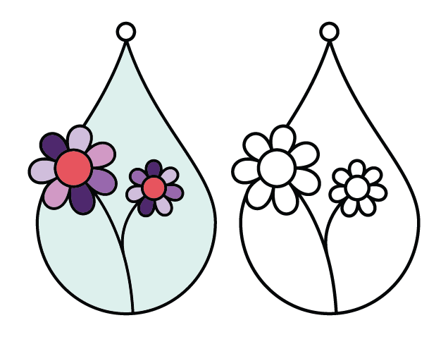 Stained Glass Teardrop Flower Free SVG File for Members – Floral Pendant Design