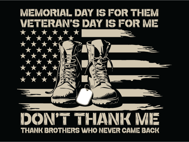 Memorial Day is for them, veteran's day is for me - Free SVG File for Members
