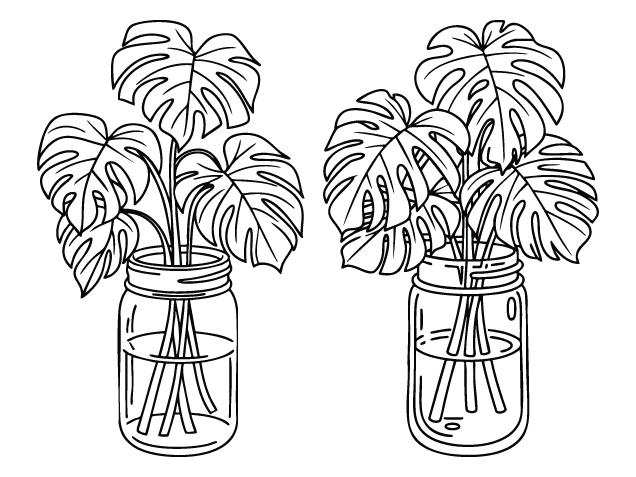 Monstera Leaves in Mason Jar Free SVG File for Members – plant wall sticker