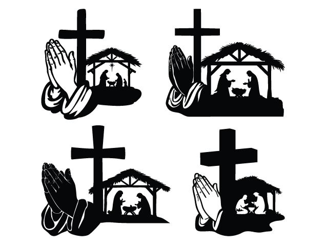 Praying Hands with Cross and Nativity Free SVG File bundle for Members – Easter design