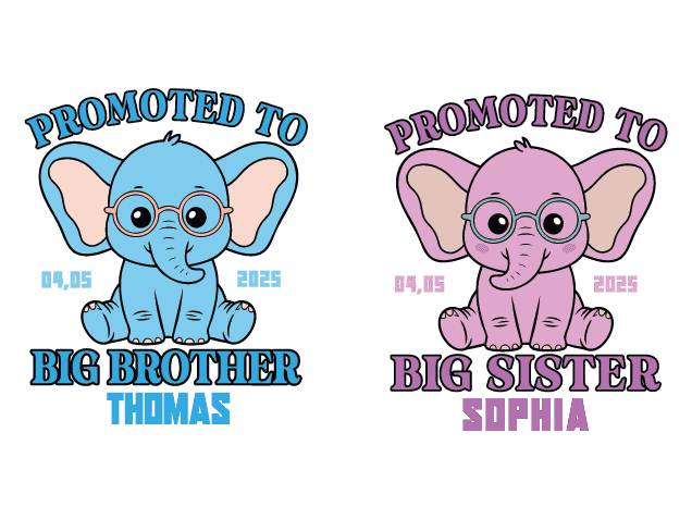 Promoted to Big Sister, Brother Free SVG File for Members – personalised baby announcement