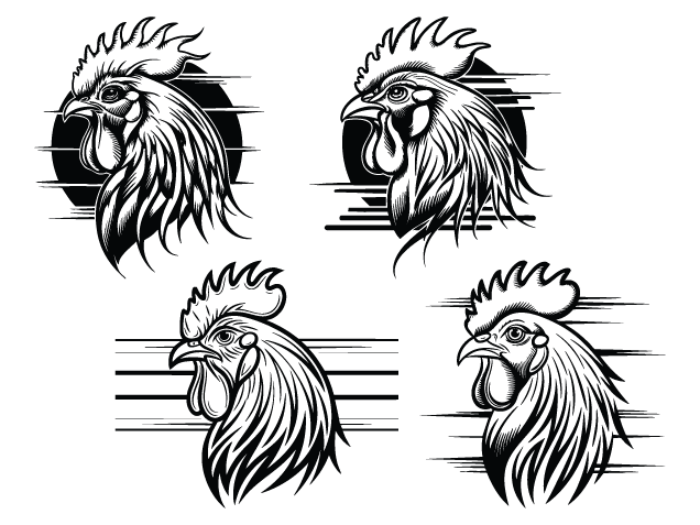 Rooster head Free SVG File bundle for Members – Farm Animal Chicken clipart
