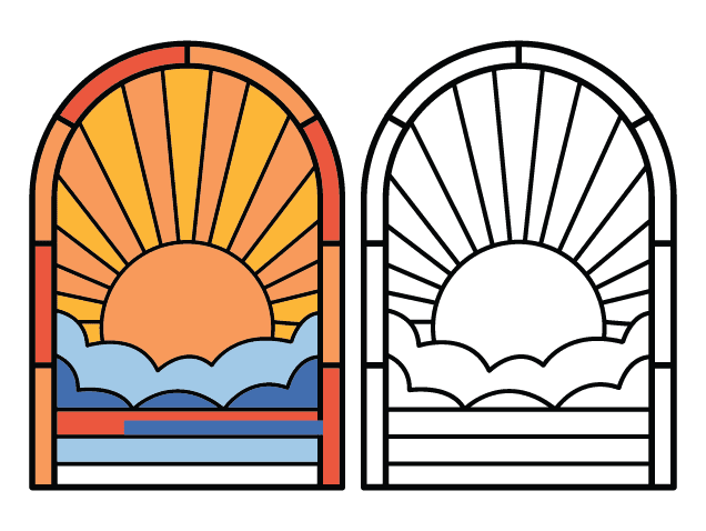 Stained Glass Sunrise Over Ocean Free SVG File for Members – wall decor