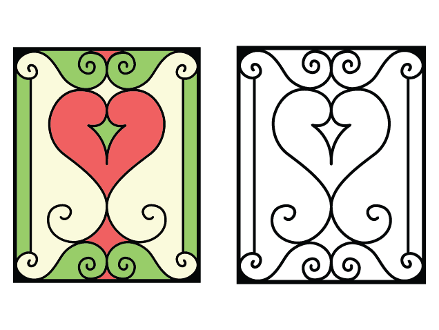Decorative Heart and Swirl Stained Glass pattern - Free SVG File for Members