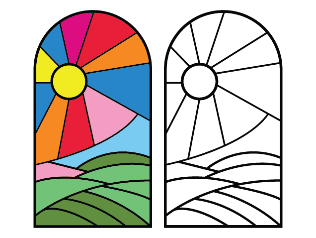 Stained Glass Sunrise Over Pasture Free SVG File for Members – wall decor