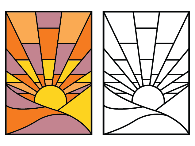 Retro Stained Glass Sunrise Free SVG File for Members – wall decor