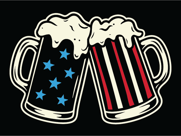Cheers USA Flag Beer mugs Free SVG File for Members – 4th of July clipart