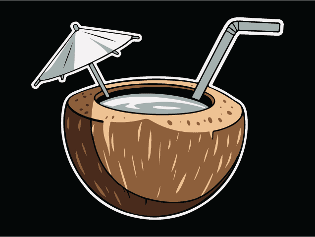 Coconut Water with Straw and Umbrella Free SVG File for Members – Summer Drink clipart