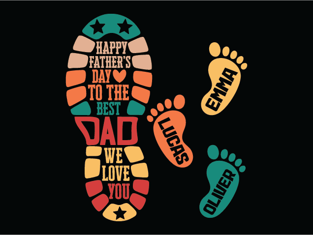 Happy Father’s Day to the best dad Free SVG File for Members – Personalized Names Footprints