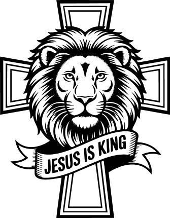 Jesus Is King Free SVG File for Members – Christian cross with lion face design