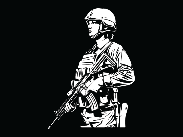 Military Soldier Holding Rifle Free SVG File for Members – Warrior clipart image