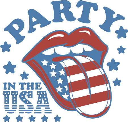 Party in the USA, tongue out lips Free SVG File for Members – 4th of july tshirt design