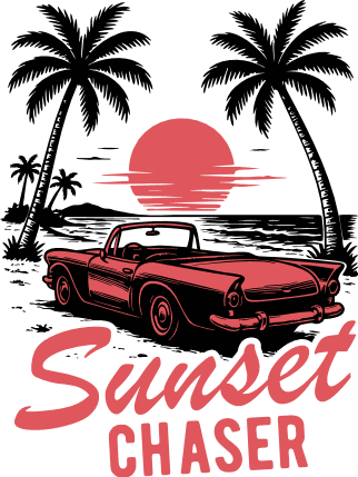Sunset Chaser Free SVG File for Members – Vintage Car, nautical tshirt design
