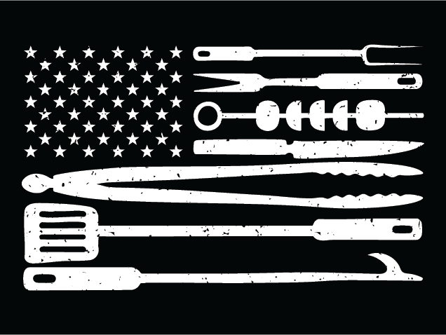 American Flag with BBQ Tools Free SVG File for Members – Patriotic tshirt design