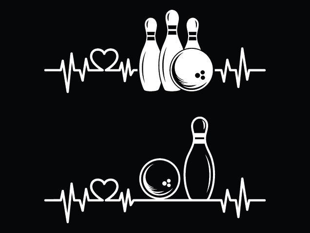 Bowling Heartbeat wave Free SVG File for Members – sports love sticker