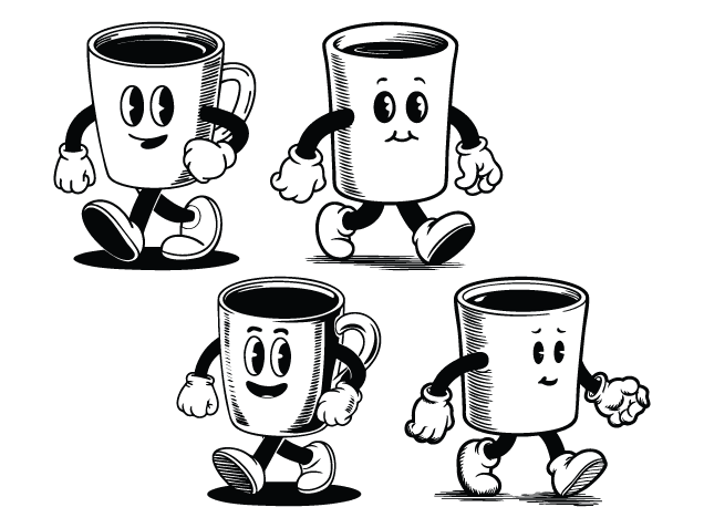 Coffee Cup Mascot Free SVG File bundle for Members – Cartoon Mug clipart