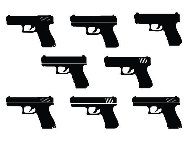 Glock silhouette Free SVG File Bundle for Members - Retro pistol clipart image