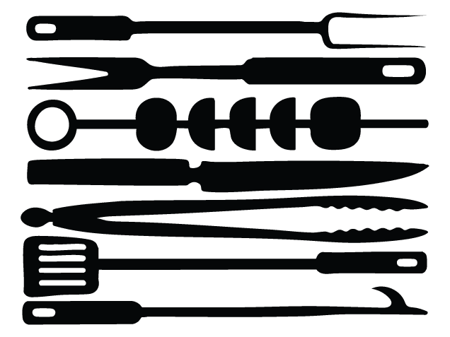 Grilling Tools, fork, knife silhouette Free SVG File Bundle - Cooking Utensil Clipart image