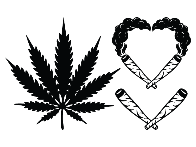 Smoking Weed Blunt heart Free SVG File bundle for Members - Marijuana leaf clipart