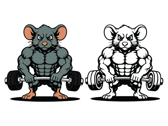 Muscular Mouse Lifting Weights Free SVG File for Members – Gym Rat clipart image