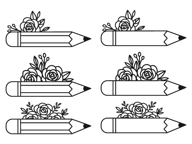 Pencil with Flowers Free SVG File for Members – back to school, Floral clipart