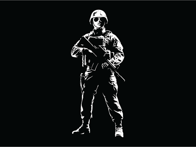 Army Man with rifle Free SVG File for Members – Military Soldier clipart image
