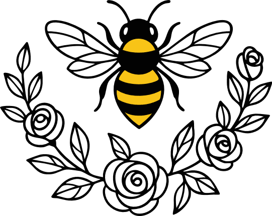 Honey Bee and Flowers Free SVG File for Members - floral clipart image