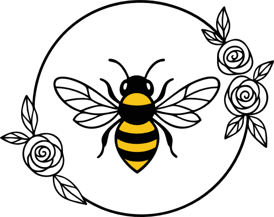 Bee in a round floral frame - Free SVG File for Members