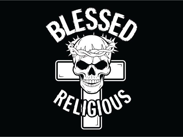 Blessed, Religious, Skull and cross Free SVG File for Members - Christian tshirt design