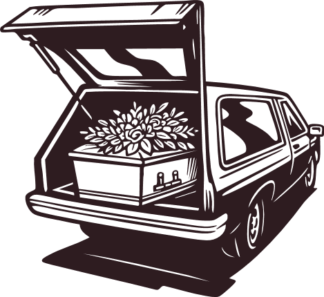 Coffin in Hearse Free SVG File for Members - Funeral Car sticker