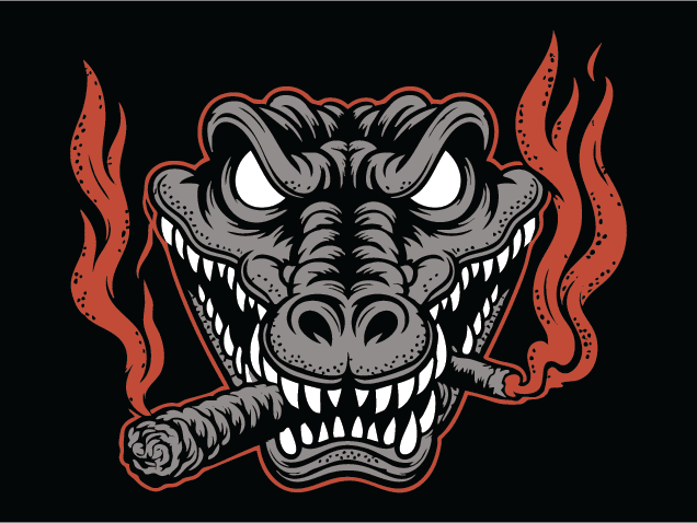 Smoking Crocodile Head Free SVG File for Members – Aggressive Alligator tattoo
