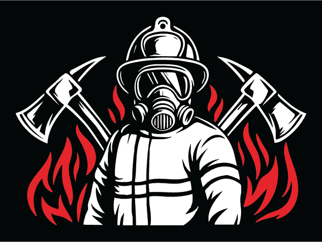Firefighter with Helmet and Axe Free SVG File for Members – tshirt design