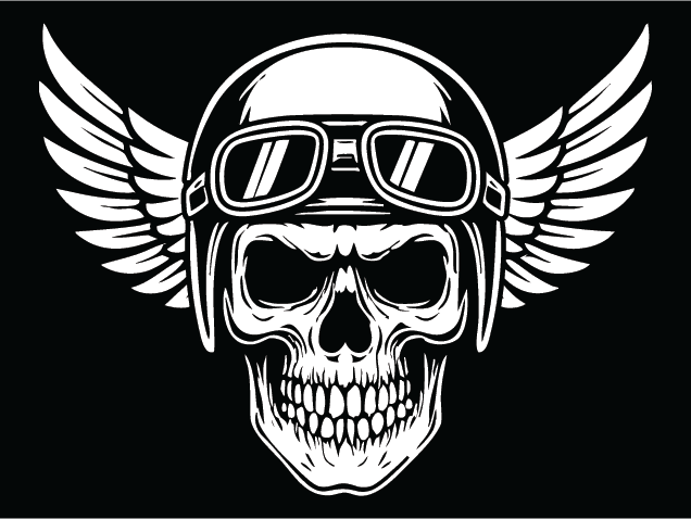 Ghost Rider Skull with helmet and wings Free SVG File for Members - biker sticker
