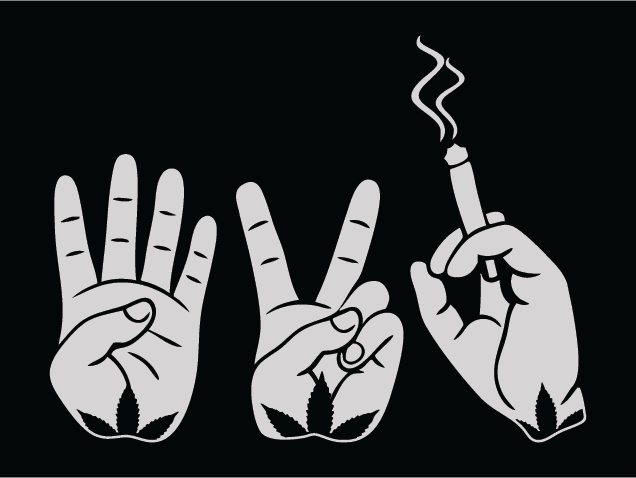 420 Weed Hand Signs Free SVG File for Members - Marijuana smoking clipart