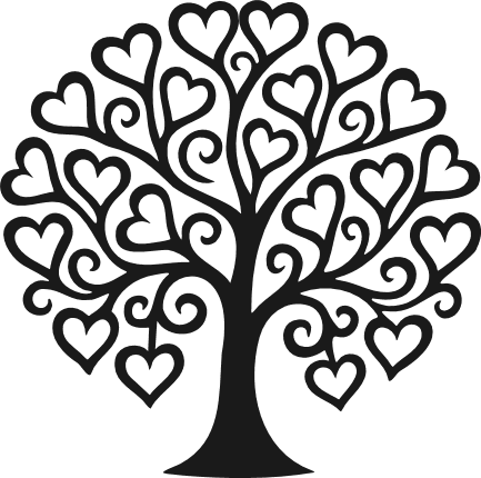 Hearts Tree silhouette Free SVG File - decorative wall sticker