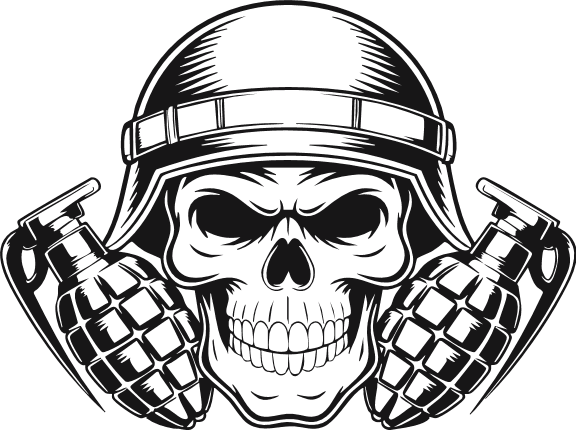 Military Skull with Grenades Free SVG File for Members - Army Soldier Skull svg
