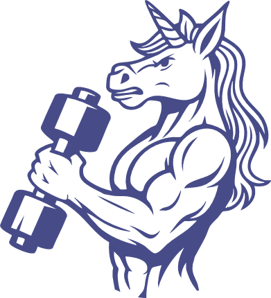 Muscular Unicorn with Dumbbells Free SVG File for Members - Workout Unicorn clipart