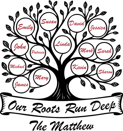 Our roots run deep Free SVG File for Members – customized names family tree design