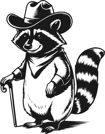 Raccoon with Cowboy Hat Free SVG File for Members - Country Animal Clipart Image
