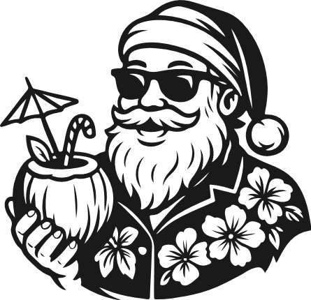 Cool Santa with Sunglasses and Coconut Drink Free SVG File for Members – Christmas sticker