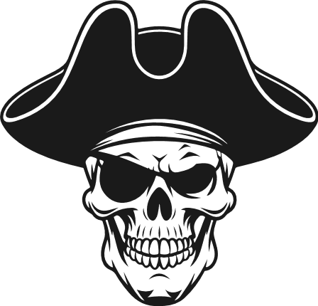 Pirate Skull with Eyepatch Free SVG File for Members - Skull with Hat Clipart Image