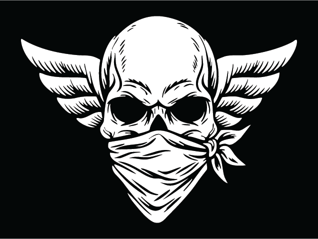 Winged Skull with Bandana mask Free SVG File for Members – Biker Skull Clipart