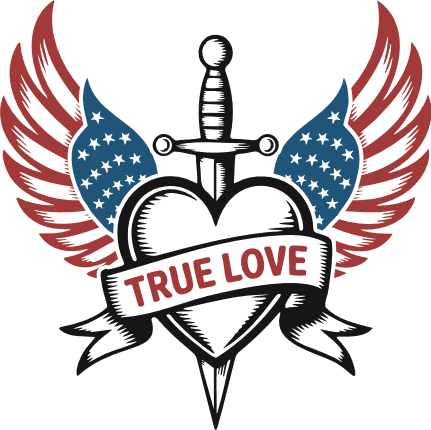 True Love, Winged Heart Dagger Free SVG File for Members - Patriotic tshirt design