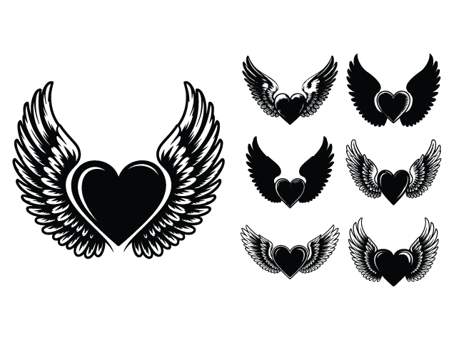 Heart with Angel wings Free SVG File bundle for Members – Memorial Day clipart