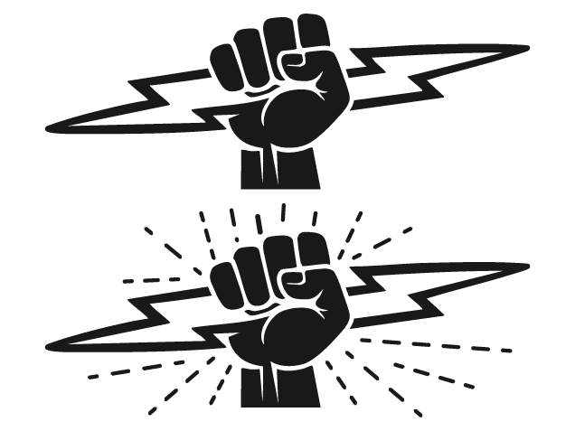 Fist Holding Lightning Bolts silhouette Free SVG File – clipart image
